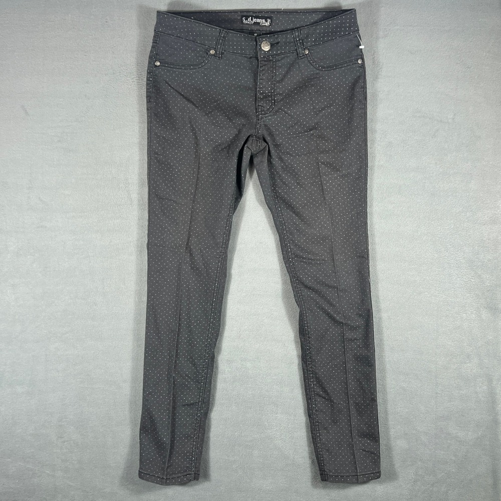 d.jeans Womens Pants Size 10 Black Polka Dot Skinny Fit Full Length Metallic Dot